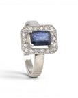 Anillo Solitario Halo diamantes en platino