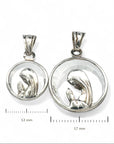 Medalla Virgen Orando Redonda Cristal Plata - 12 mm