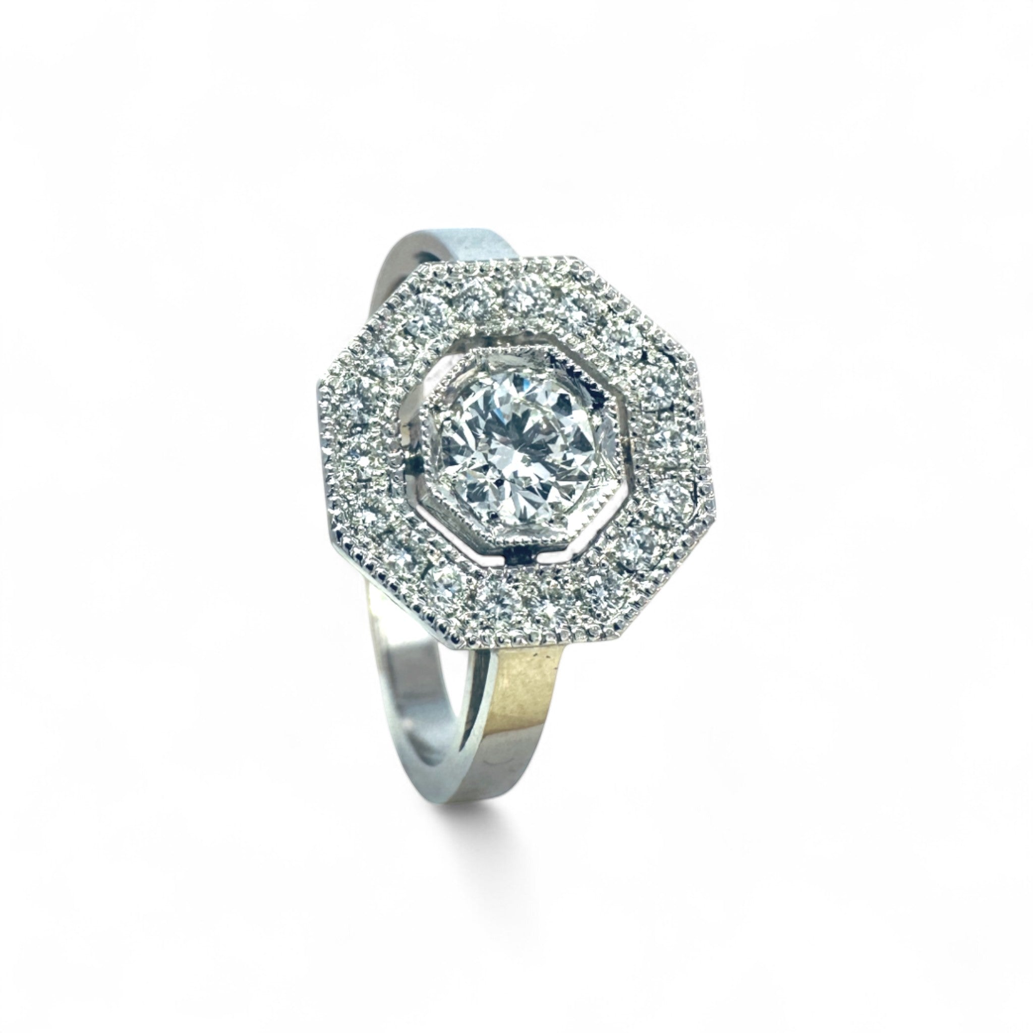 A pedido - Anillo Solitario Diamante Lab 0,54 ct Halo Octogonal