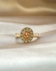 Solitario Turmalina Dorada Oval Halo Brillantes 18K