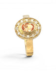 Solitario Turmalina Dorada Oval Halo Brillantes 18K