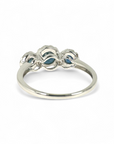 Anillo Tricillo de Zafiro con halo de diamantes