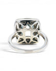 Anillo Solitario Topacio Rectangular Bisel Halo Brillantes Platino
