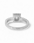 Anillos Halo Diamante Princess (0,22 Ct) Grifa en Platino