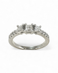 Anillo Tricillo Diamantes Princess central 0,22 Ct en Platino hecho a mano