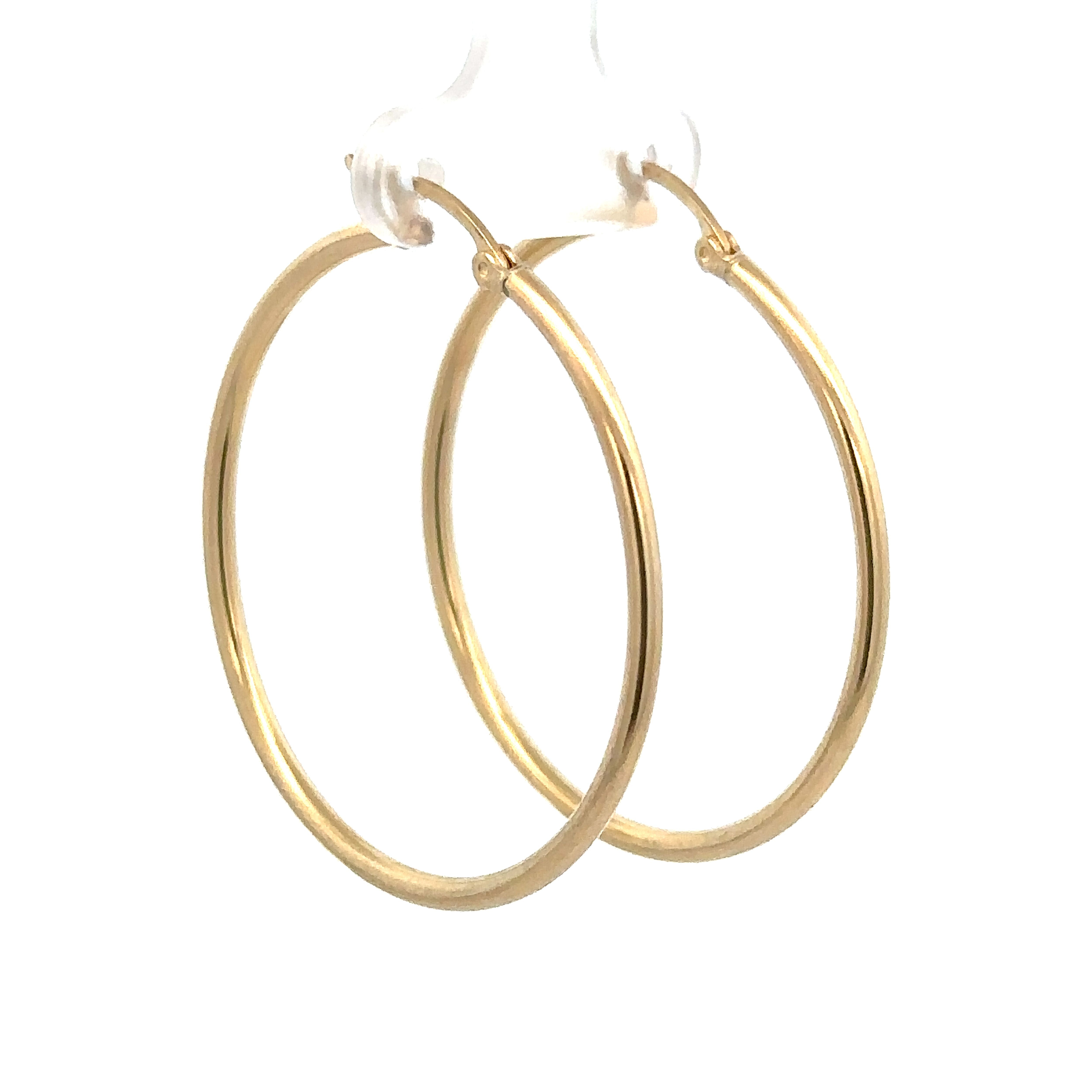 Aros argollas delgadas de 4 Cm en Oro 14K