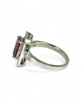 Anillo Solitario Granate Rhodalita Halo brillantes