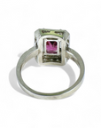 Anillo Solitario Granate Rhodalita Halo brillantes