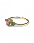 Anillo Tricillo Turmalina Oval y Zafiros Drop Gold