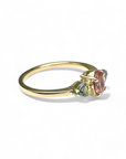 Anillo Tricillo Turmalina Oval y Zafiros Drop Gold