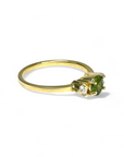 Anillo Solitario Turmalina Verde y Brillantes Gold