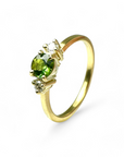 Anillo Solitario Turmalina Verde y Brillantes Gold