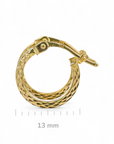 Aros argollas textura rectas 13 mm oro 18K