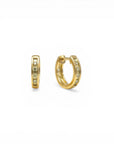 Sophia Schneider Joyas 10K gold hoop earrings with channel-set diamonds, 10mm diameter, 0.05 ct total diamond weight.