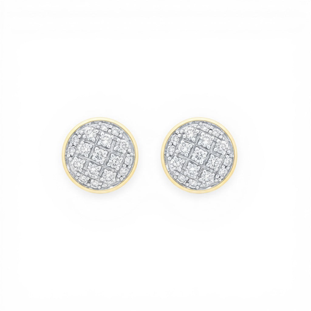 Sophia Schneider Joyas 10K yellow gold pave diamond stud earrings, 6mm, 0.05 ct.