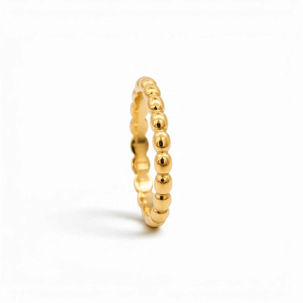 Anillo Sophia Schneider Joyas de plata 925 enchapado en oro 18K con diseño de bolitas planas en perfil
