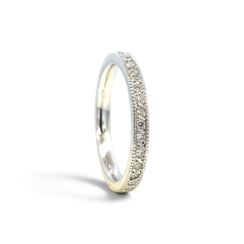 Anillo sinfín Sophia Schneider Joyas de oro blanco 18K con diamantes engastados en riel