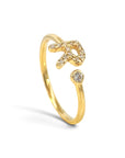 Anillo abierto Sophia Schneider Joyas de oro 18K con letra R decorada con brillantes y un diamante en bisel