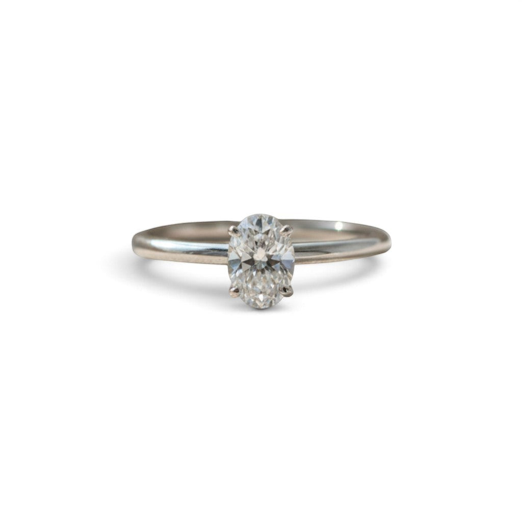 Anillo solitario Sophia Schneider Joyas de platino 950 con diamante de laboratorio corte oval de 0,55 quilates