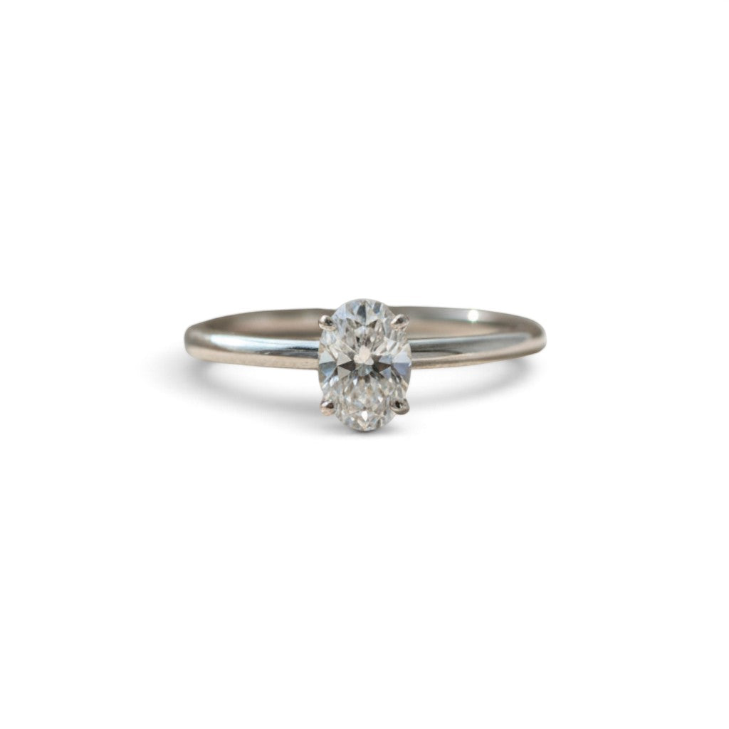 Anillo solitario Sophia Schneider Joyas de platino 950 con diamante de laboratorio corte oval de 0,55 quilates
