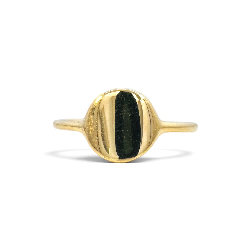 Anillo sello liso de oro 18K con superficie pulida brillante de Sophia Schneider Joyas