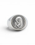 Anillo sello de plata 925 Sophia Schneider Joyas con relieve de la Virgen en perfil, ideal para comuniones.