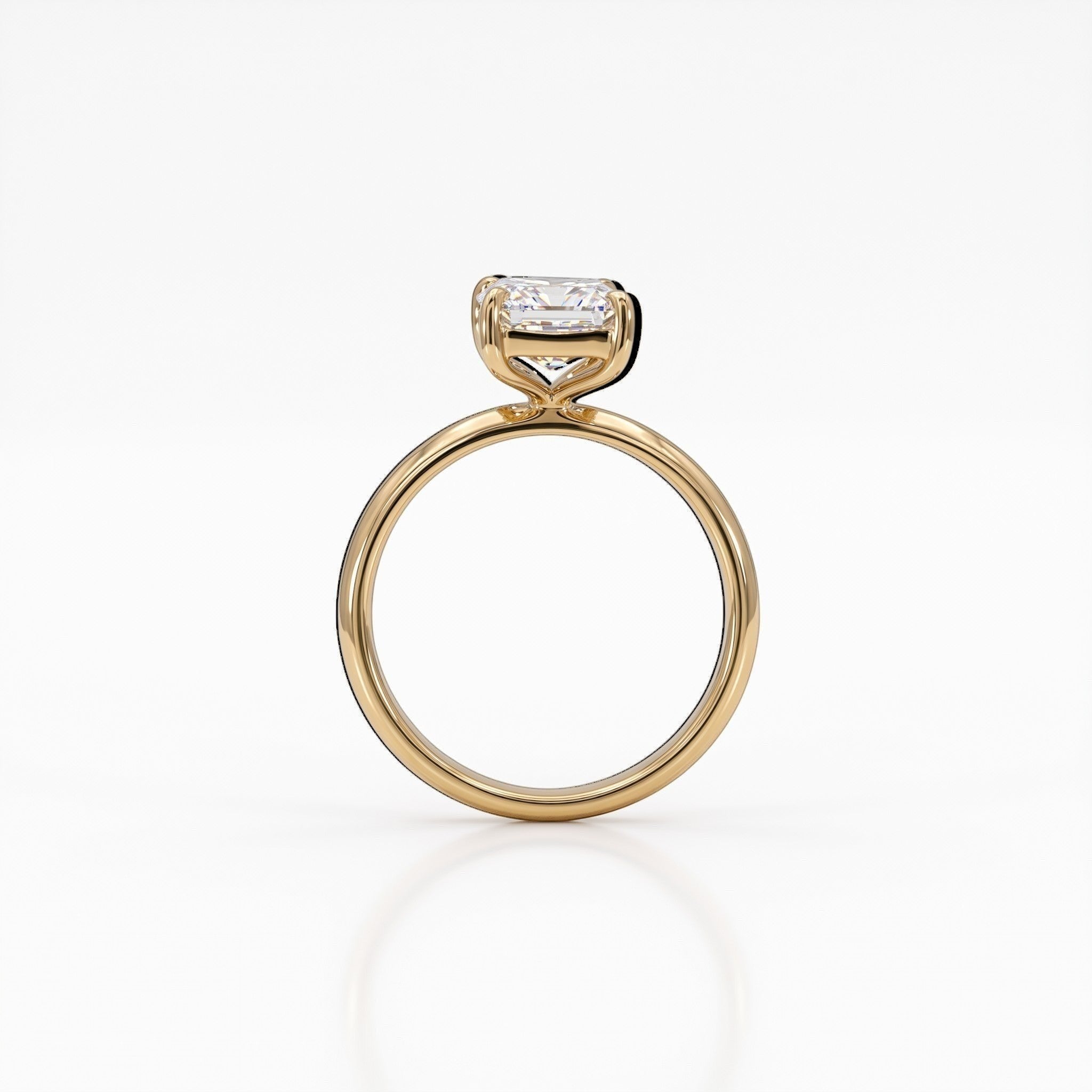Anillo solitario Sophia Schneider Joyas de oro 18K con diamante de laboratorio rectangular de 2 quilates