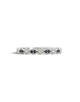 Anillo cintillo Sophia Schneider Joyas de oro blanco 10K con zafiros redondos y diamantes corte brillante