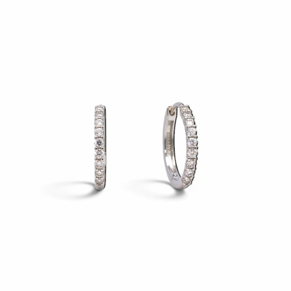 Aros argolla Sophia Schneider Joyas de oro blanco 10K con diamantes corte brillante de 0,25 ct en engaste de grifa