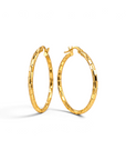 Aros argollas Sophia Schneider Joyas de 30 mm en oro amarillo 18K con diseño texturizado de 2 mm de espesor
