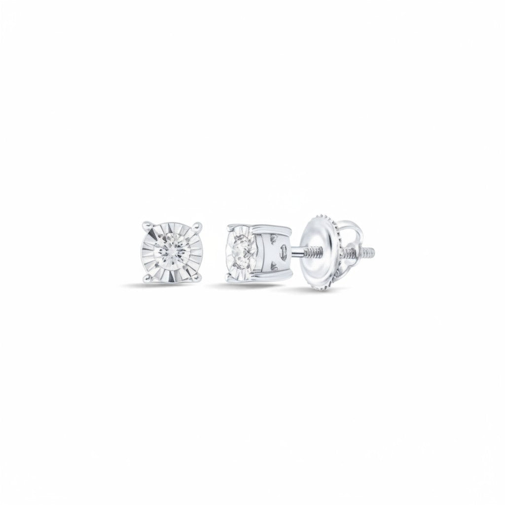 Aros punto de luz Sophia Schneider Joyas en oro blanco de 10K con diamantes corte brillante de 0,10 ct