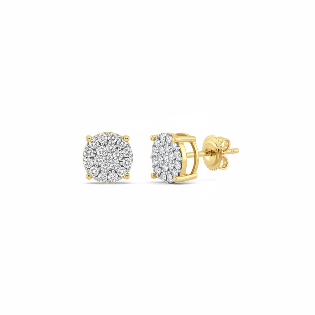 Aros stud Sophia Schneider Joyas de oro amarillo 10K con diamantes corte brillante en pavé de 0,38 ct