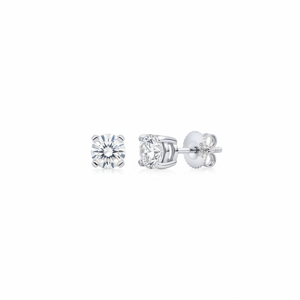 Aros punto de luz Sophia Schneider Joyas en oro blanco de 14K con diamantes de 0,20 ct corte brillante