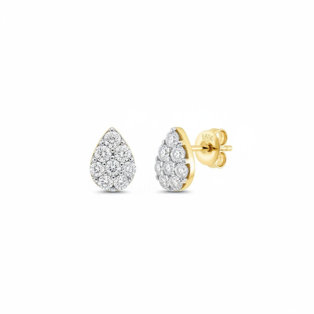 Aros stud Sophia Schneider Joyas en forma de gota con diamantes pavé de 0,20 ct en oro de 10K