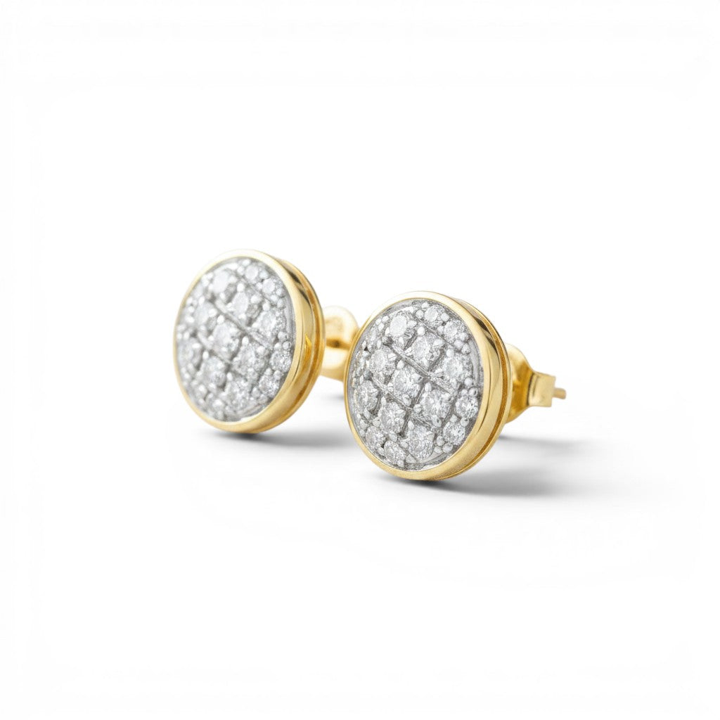 Aros punto de luz Sophia Schneider Joyas de oro 10K con pavé de diamantes de 0,05 ct y diseño circular de 6 mm