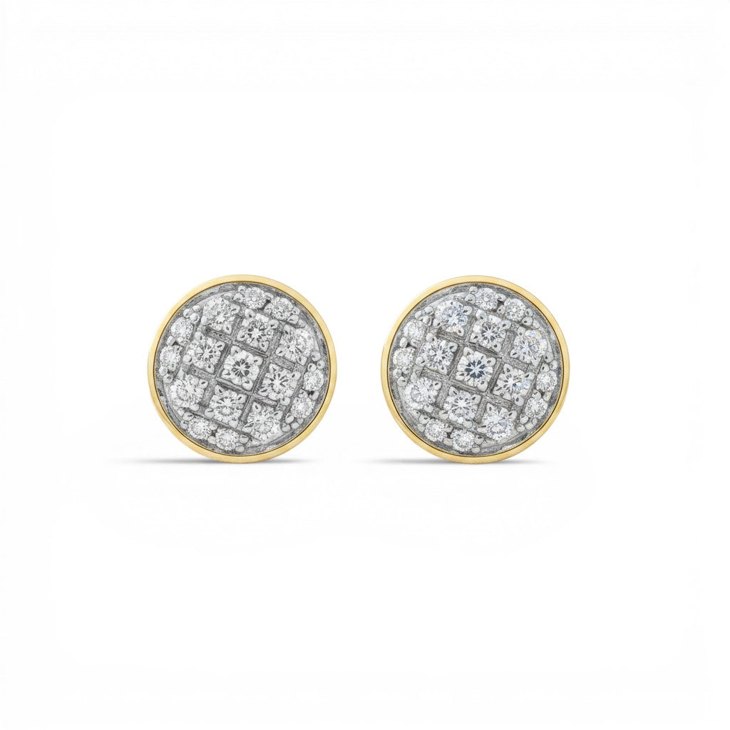 Aros Sophia Schneider Joyas de oro 10K con diseño circular tipo punto de luz y pavé de diamantes de 0,05 ct