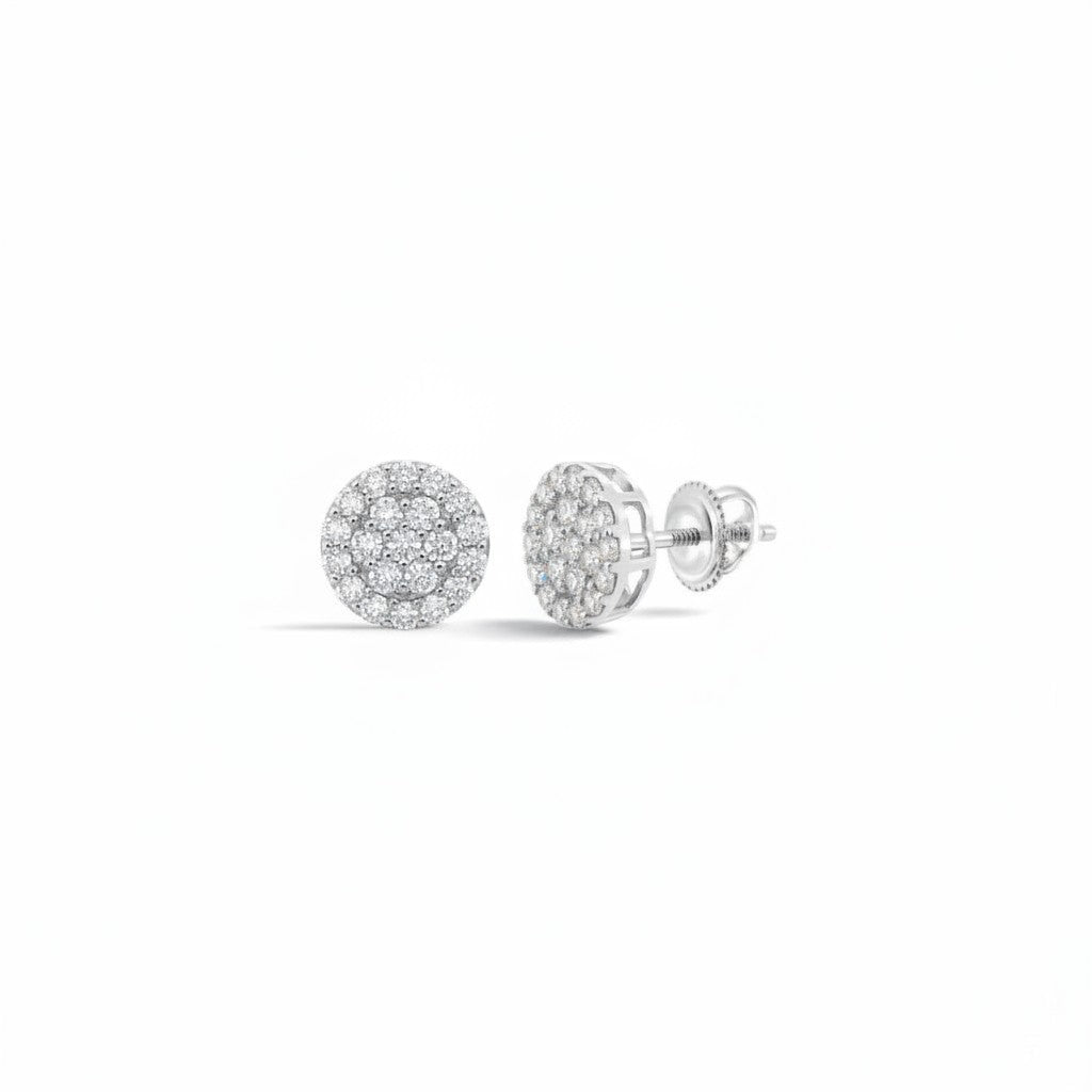 Aros stud Sophia Schneider Joyas de oro blanco 10K con diamantes en pavé de 0,25 ct corte brillante
