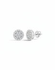 Aros stud Sophia Schneider Joyas de oro blanco 10K con diamantes en pavé de 0,25 ct corte brillante