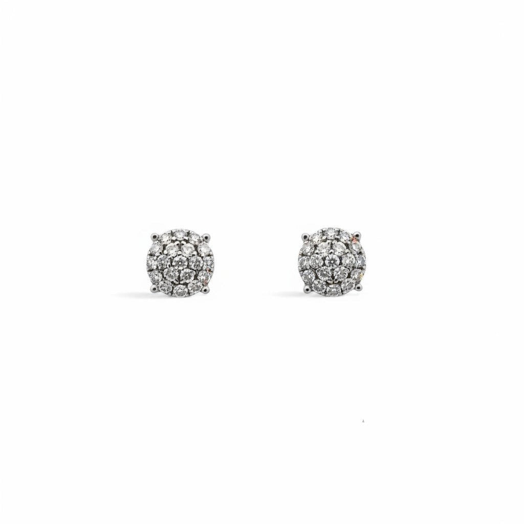 Aros stud Sophia Schneider Joyas de plata 925 con diamantes en pavé de 0,25 ct en diseño circular brillante