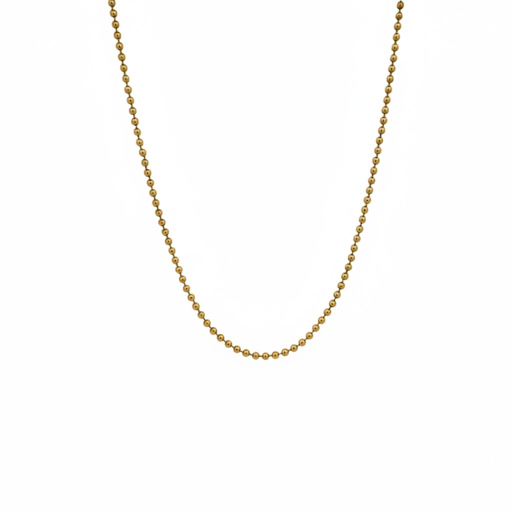 Cadena de bolitas de oro amarillo de 18K de Sophia Schneider Joyas, 56 cm de longitud.