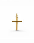 Colgante de cruz minimalista en oro de 18K de Sophia Schneider Joyas, diseño clásico de 11x16 mm