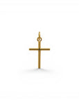 Colgante de cruz minimalista en oro de 18K de Sophia Schneider Joyas, diseño clásico de 11x16 mm