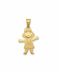 Colgante de oro amarillo 18K de niña con lazo y corazón recortado, personalizable por Sophia Schneider Joyas.