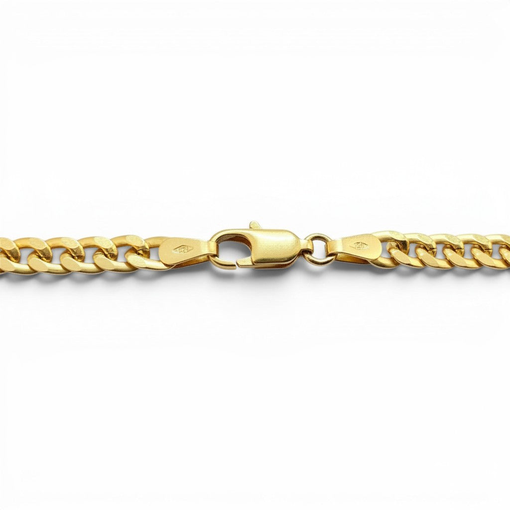 Collar Cadena Curb Oro 18K de 45 cm de Sophia Schneider Joyas. Cadena de eslabones dorados con cierre de mosquetón.