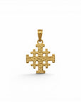 Colgante Cruz de Jerusalén de oro 18K de Sophia Schneider Joyas. Diseño intrincado con textura martillada.