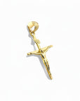 Colgante de cruz con figura de Cristo en oro amarillo 10K de Sophia Schneider Joyas, diseño clásico y elegante.