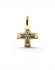 Colgante de cruz Sophia Schneider Joyas en oro de 18K con incrustaciones de diamantes brillantes