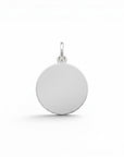 Medalla redonda de plata pulida de 14 mm de Sophia Schneider Joyas, ideal para grabado personalizado.