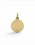 Medalla redonda de oro 18K de Sophia Schneider Joyas, con detalle de Sagrado Corazón de Jesús. Mide 12 mm.