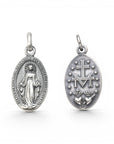 Medalla ovalada Sophia Schneider Joyas de la Virgen de los Rayos y Sagrado Corazón en plata 925 de 12x18 mm